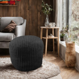 istyle mode Black  Jumbo Cord Footstool Oval Pouffe, Corduroy Ottoman Bean Bags 40Cm X 35Cm - thumbnail 6