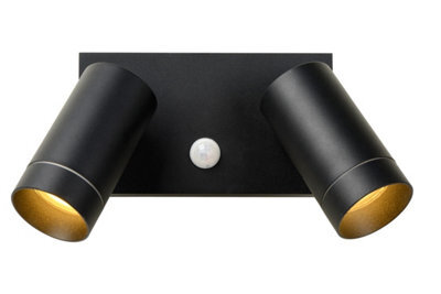 Lucide Taylor Outdoor Wall Mounted Twin Spotlight With Pir Sensor Black - image 1