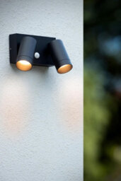 Lucide Taylor Outdoor Wall Mounted Twin Spotlight With Pir Sensor Black - thumbnail 5