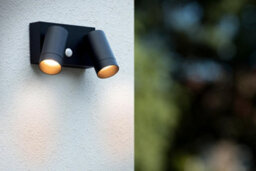 Lucide Taylor Outdoor Wall Mounted Twin Spotlight With Pir Sensor Black - thumbnail 4