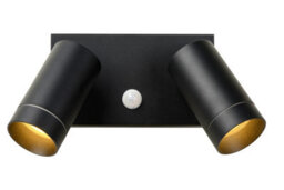 Lucide Taylor Outdoor Wall Mounted Twin Spotlight With Pir Sensor Black