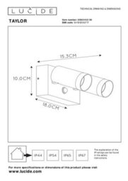 Lucide Taylor Outdoor Wall Mounted Twin Spotlight With Pir Sensor Black - thumbnail 9