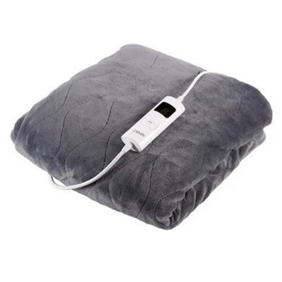 Carmen Electric Heated Throw Blanket Grey Fleece 160X130Cm With 9 Heat Settings - image 1