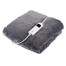 Carmen Electric Heated Throw Blanket Grey Fleece 160X130Cm With 9 Heat Settings