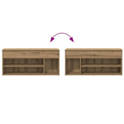 Vidaxl Shoe Bench Artisan Oak 102X30.5X45 Cm Engineered Wood - thumbnail 7