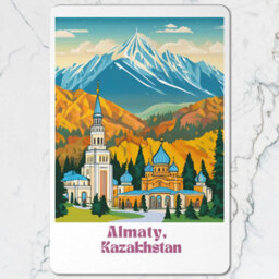 Benjamin Tate Design Placemat And Coaster Set With Designer Artwork And Wood Bottom Almaty Kazakhstan Edition 12 Pieces - thumbnail 2