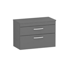 Royal Bathrooms Turin 800mm Wall Hung Vanity Unit 2 Drawer Indigo Gloss Grey - Storage Cabinet - thumbnail 3