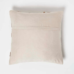 Homescapes Diamond Check Brown & Cream Hide Leather Cushion 45 X 45 Cm - thumbnail 3