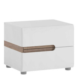 Wyld Haus Foxwhisk White And Truffle Oak Wood 2 Drawer Bedside Table - thumbnail 2