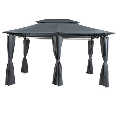 Beliani Gazebo Colos Metal 400 Cm 300 Cm Graphite Grey - image 1