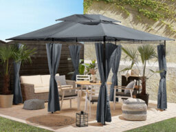 Beliani Gazebo Colos Metal 400 Cm 300 Cm Graphite Grey - thumbnail 2