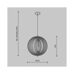 Luminosa Lighting Luminosa Roots Modern 43Cm Spherical Pendant Ceiling Light Black 1Xe27 Beige Shade - thumbnail 2