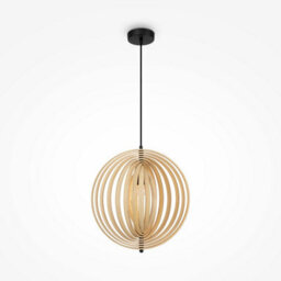 Luminosa Lighting Luminosa Roots Modern 43Cm Spherical Pendant Ceiling Light Black 1Xe27 Beige Shade - thumbnail 1