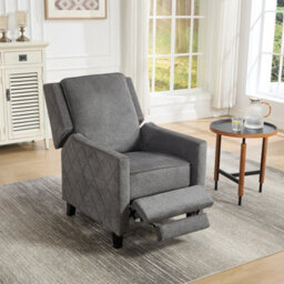 Living And Home Modern Grey Single Sofa Recliner Armchair With Footrest And Adjustable Recline - thumbnail 2