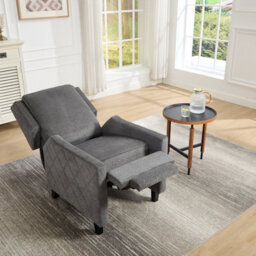 Living And Home Modern Grey Single Sofa Recliner Armchair With Footrest And Adjustable Recline - thumbnail 3