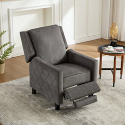 Living And Home Modern Grey Single Sofa Recliner Armchair With Footrest And Adjustable Recline - thumbnail 4