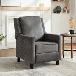 Living And Home Modern Grey Single Sofa Recliner Armchair With Footrest And Adjustable Recline - thumbnail 1