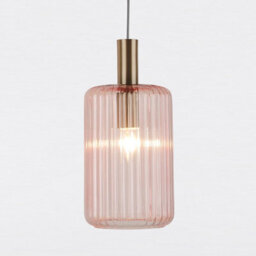 First Choice Lighting Blush Pink And Gold Fluted Glass Design Pendant Fitting - thumbnail 3