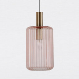 First Choice Lighting Blush Pink And Gold Fluted Glass Design Pendant Fitting - thumbnail 4