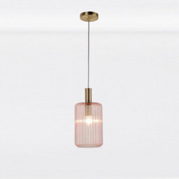 First Choice Lighting Blush Pink And Gold Fluted Glass Design Pendant Fitting