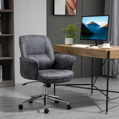 Charcoal Grey Swivel Computer Office Chair Mid Back Desk Chair Home Study - image 1