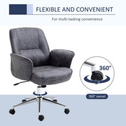 Charcoal Grey Swivel Computer Office Chair Mid Back Desk Chair Home Study - thumbnail 5
