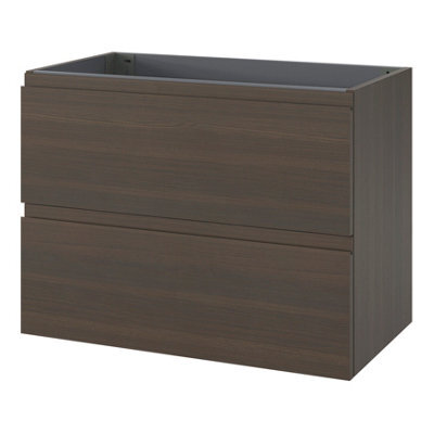 GoodHome Kentia Walnut Veneer Wall-Mounted Bathroom Cabinet (H) 600mm (W) 800mm - image 1