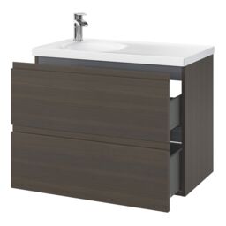GoodHome Kentia Walnut Veneer Wall-Mounted Bathroom Cabinet (H) 600mm (W) 800mm - thumbnail 5