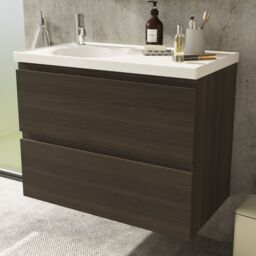 GoodHome Kentia Walnut Veneer Wall-Mounted Bathroom Cabinet (H) 600mm (W) 800mm - thumbnail 9