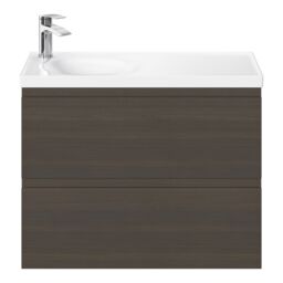 GoodHome Kentia Walnut Veneer Wall-Mounted Bathroom Cabinet (H) 600mm (W) 800mm - thumbnail 4
