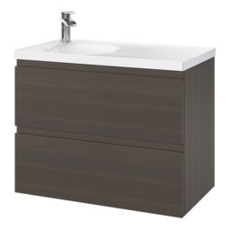GoodHome Kentia Walnut Veneer Wall-Mounted Bathroom Cabinet (H) 600mm (W) 800mm - thumbnail 3