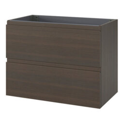 GoodHome Kentia Walnut Veneer Wall-Mounted Bathroom Cabinet (H) 600mm (W) 800mm