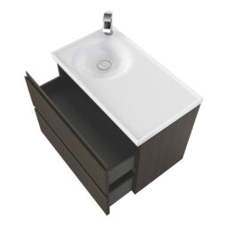 GoodHome Kentia Walnut Veneer Wall-Mounted Bathroom Cabinet (H) 600mm (W) 800mm - thumbnail 6