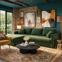 Orea Modern L Shape Sofa Bed With 2 Storage Compartments Reversible Fabric Corner Settee Sleep Function 227X150Cm Green Left - thumbnail 2