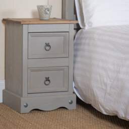Core Products Premium Corona Grey, 2 Drawer Petite Bedside Cabinet, Grey & Antique Waxed Pine H53.1Cm X W36.0Cm X D32.0Cm - thumbnail 8