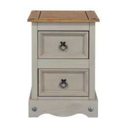 Core Products Premium Corona Grey, 2 Drawer Petite Bedside Cabinet, Grey & Antique Waxed Pine H53.1Cm X W36.0Cm X D32.0Cm - thumbnail 4