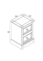 Core Products Premium Corona Grey, 2 Drawer Petite Bedside Cabinet, Grey & Antique Waxed Pine H53.1Cm X W36.0Cm X D32.0Cm - thumbnail 6