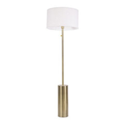 Valuelights Lexy Antique Brass Rotary Dimmer Switch Floor Lamp With White Drum Shade - Led Bulb Included - thumbnail 2