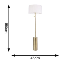 Valuelights Lexy Antique Brass Rotary Dimmer Switch Floor Lamp With White Drum Shade - Led Bulb Included - thumbnail 5