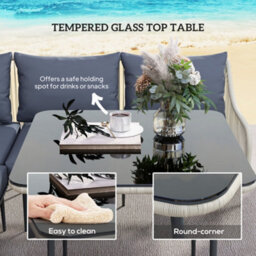 Outsunny 6 Piece Garden Furniture Set Garden Sofa With Cushions, Light Grey - thumbnail 6