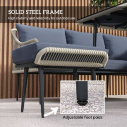 Outsunny 6 Piece Garden Furniture Set Garden Sofa With Cushions, Light Grey - thumbnail 5