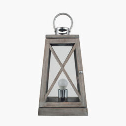 Pacific Lifestyle Grey Wood And Chrome Lantern Table Lamp - thumbnail 3
