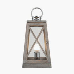 Pacific Lifestyle Grey Wood And Chrome Lantern Table Lamp - thumbnail 4