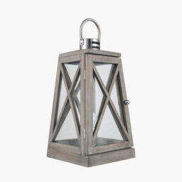 Pacific Lifestyle Grey Wood And Chrome Lantern Table Lamp - thumbnail 5