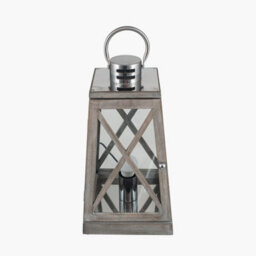 Pacific Lifestyle Grey Wood And Chrome Lantern Table Lamp - thumbnail 6