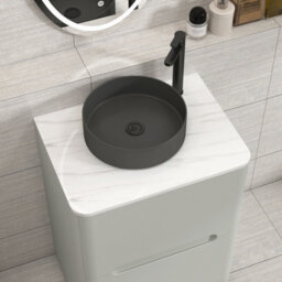 Royal Bathrooms Venice 600mm Dove Grey Freestanding Bathroom Countertop Vanity Unit 2 Drawer With Art Round Basin - thumbnail 6