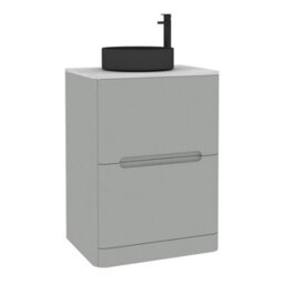 Royal Bathrooms Venice 600mm Dove Grey Freestanding Bathroom Countertop Vanity Unit 2 Drawer With Art Round Basin - thumbnail 7