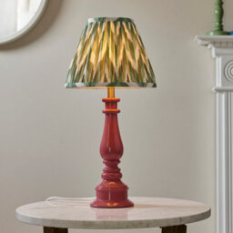 Luminosa Lighting Luminosa Myrtle Pink Clay Table Lamp With Cotswold Green Fabric Zigzag Shade 25Cm B22 - thumbnail 2