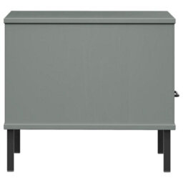 Berkfield Bedside Table With Metal Legs Grey Solid Wood Pine Oslo - thumbnail 6