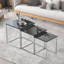 Aspect Furniture Murano Gloss Set Of 3 Nesting Tables,black - thumbnail 3